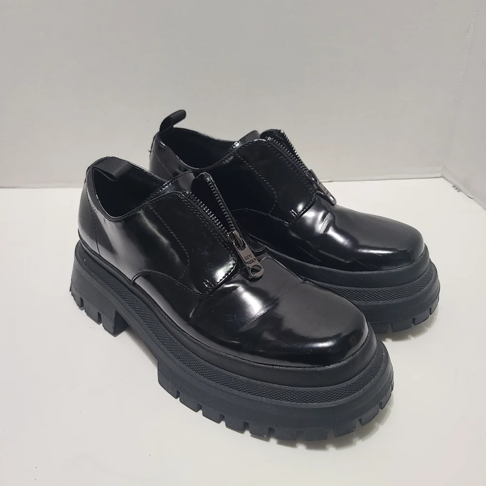 Steve Madden Zip Men's Black Chunky Sole Shoes Size‎ 9